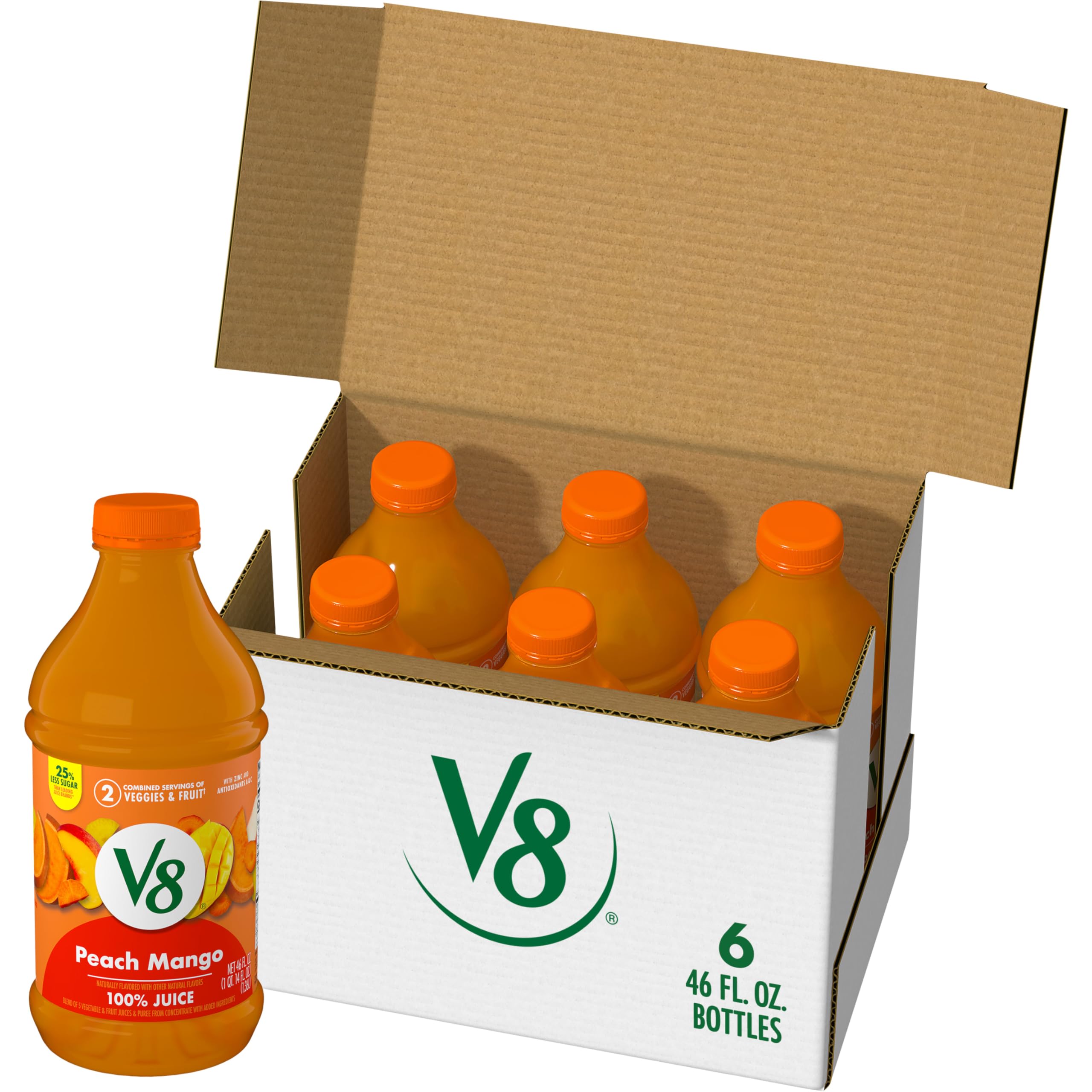 Amazon.com : V8 Peach Mango 100% Fruit and Vegetable Juice, 46 fl